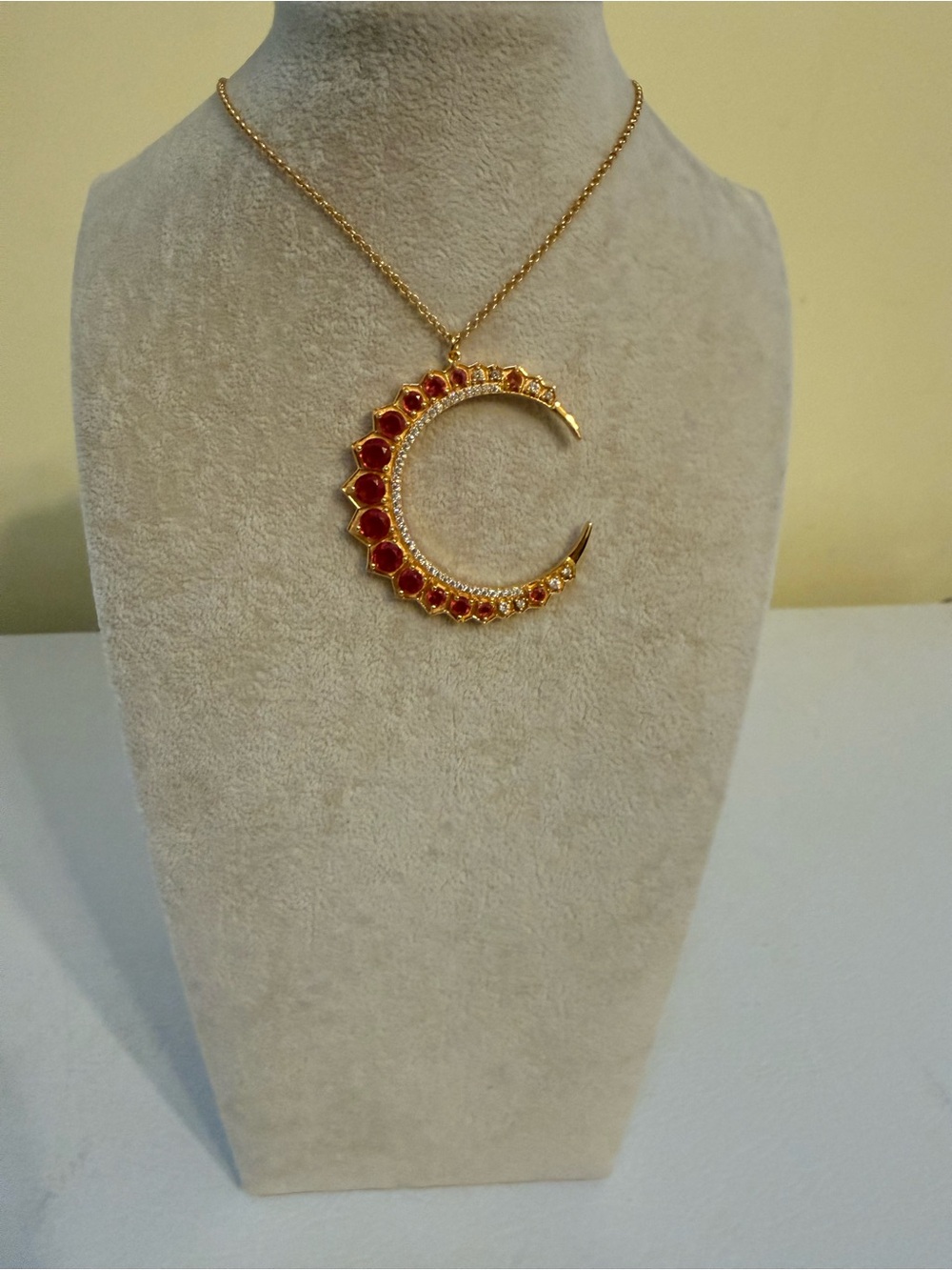 Hespera Mega Moon Pink Tourmaline Gold Pendant
